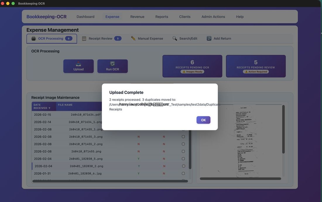 Duplicate receipt detection