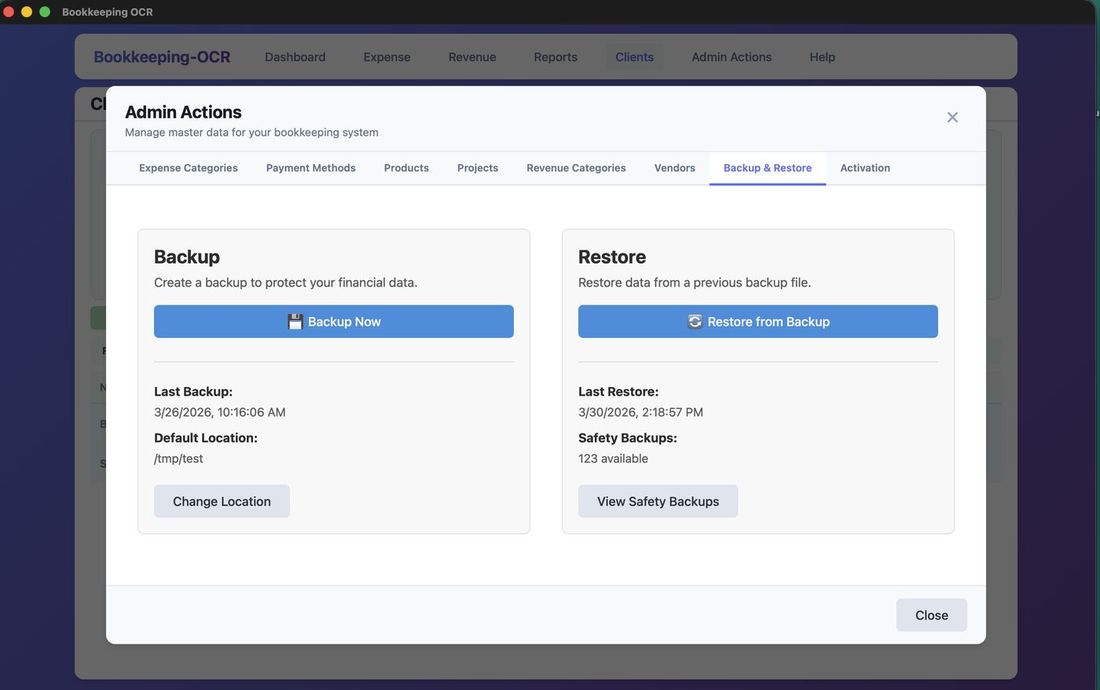 Restore From Backup button