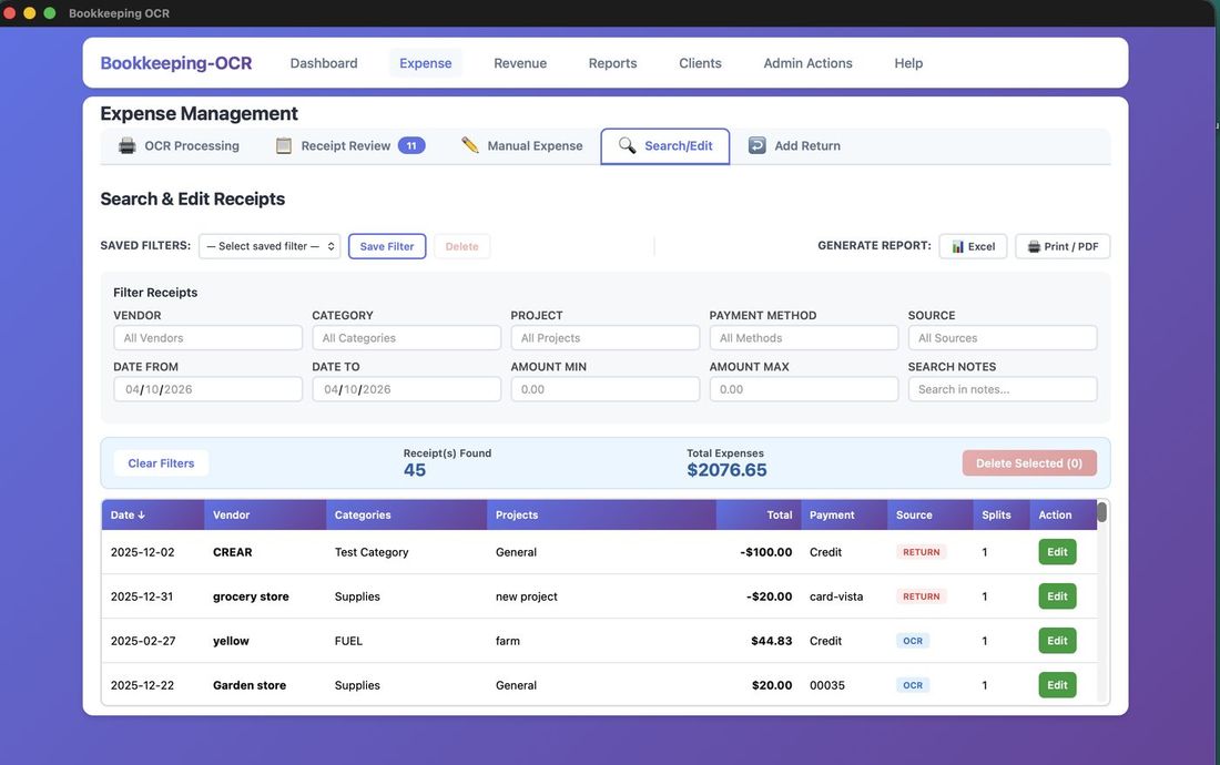 Search and Edit list view with sort and delete